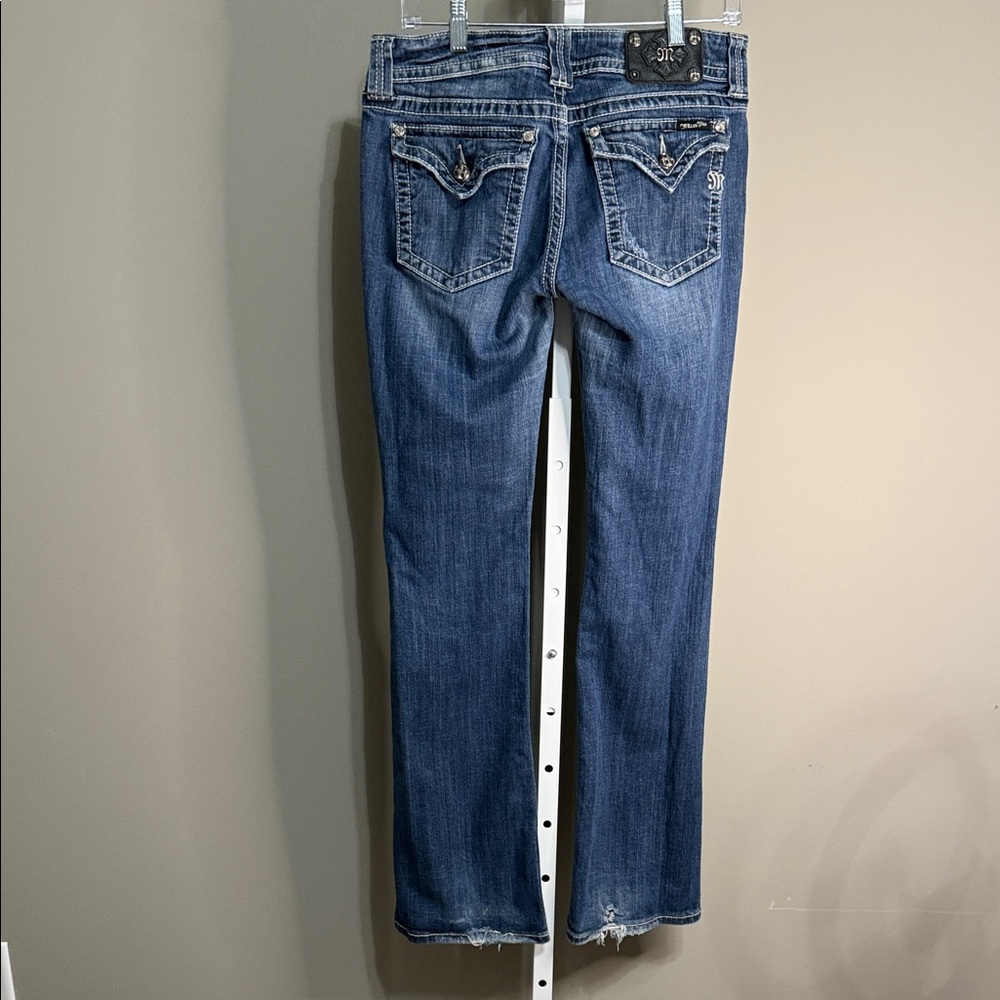 Women's Blue Washed Straight-Leg Jeans - Picture 4 of 16